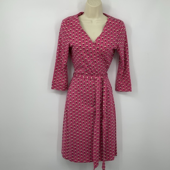 DVF Diane von Furstenberg New Julian two wrap dress pink floral jersey knit 4 - Picture 1 of 5